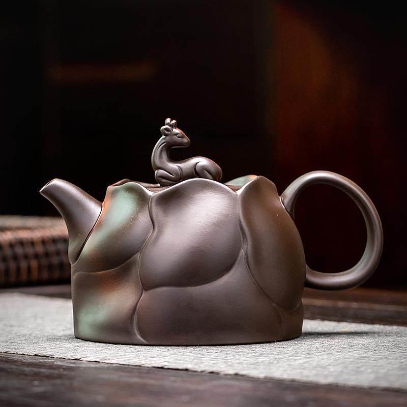 建水紫陶壶茶壶茶具紫砂壶家用中式大容量手工泡茶壶复古大号茶具