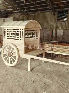 复古马车摆件实木仿古马车创意景区景观古代战车明清古典马车定制