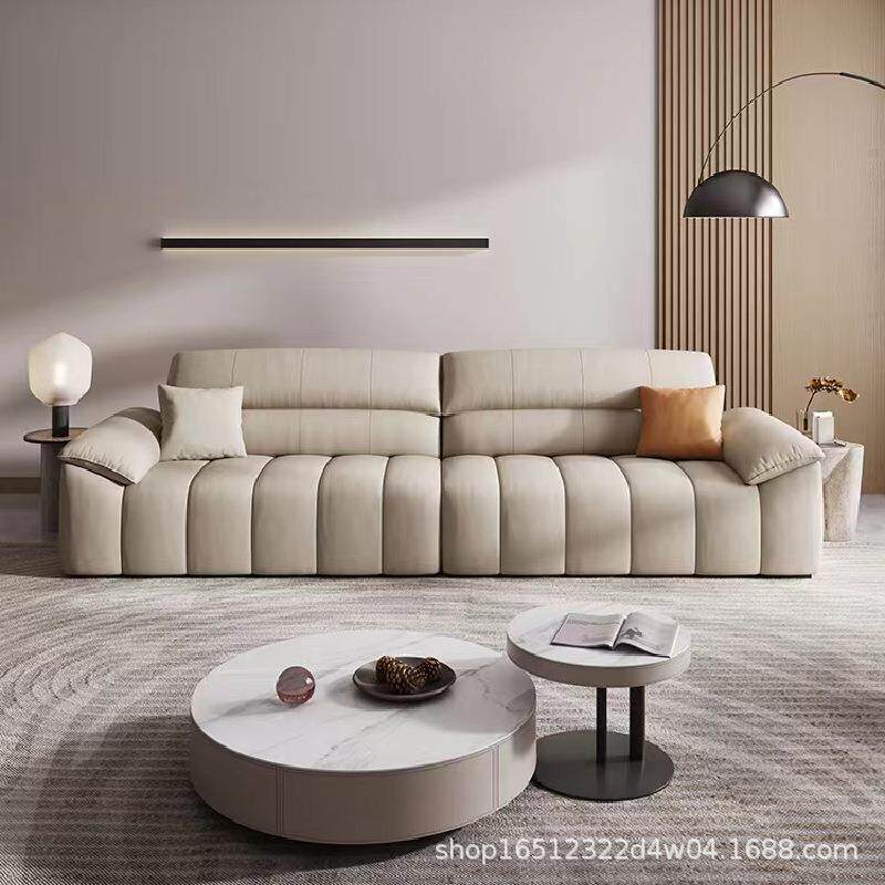 现代简约三人位网红钢琴沙发大小户型一字时尚高档奶油风轻奢直排