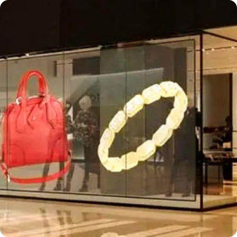 户外全息透明屏高清透明商场幕墙橱窗车站广告显示立面LED全息屏