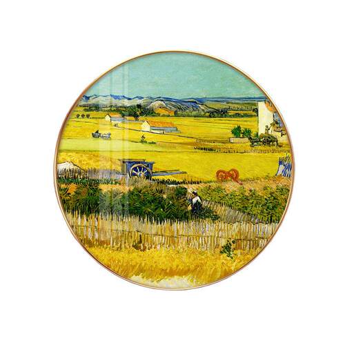 梵高丰收油画客厅装饰画现代艺术北欧轻奢风餐厅饭厅挂画圆形壁画