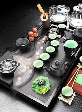 86M0天然乌金石茶盘茶具套装陶瓷紫砂家用办公简约式小号茶台茶海