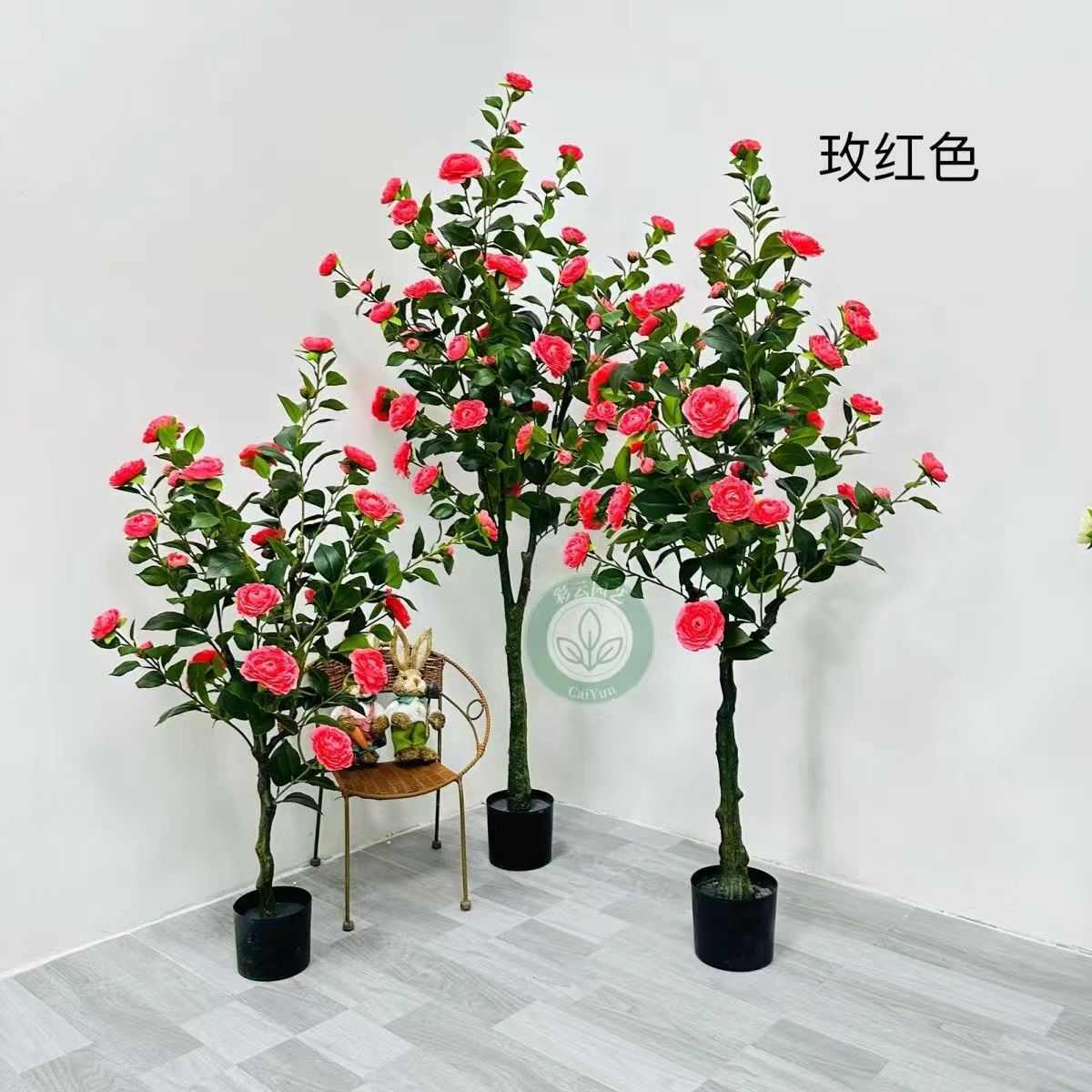 花家具仿真茶树客厅玫瑰植物室内装饰仿真橱窗绿植盆景盆栽落地