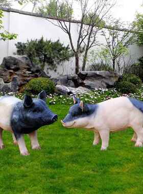 户璃钢动物玻雕塑仿外工真小猪摆件花园林别墅景观农小猪场幼儿园