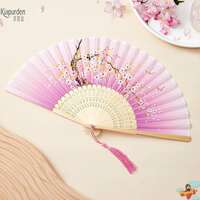 Solid-color folding fan, men's bamboo fan, cool practice fan. The body fan is a bold and imposing folding fan with a bamboo frame thumbnail 5