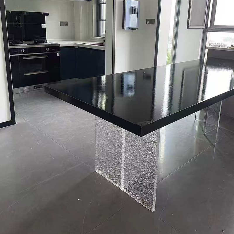 亚克力桌腿石头纹支架吧台T字型支撑餐桌茶几岛台支撑腿定制