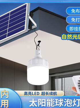 太阳能庭院户外路灯led照明灯探照家用室内充电一拖二分体式超亮