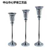 摆件铁引花家居婚庆器装 饰插花婚礼餐桌金色布置花瓶路电镀道具艺