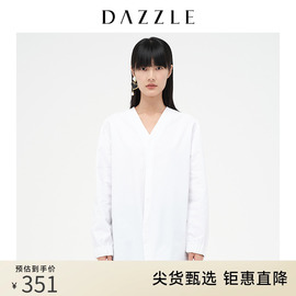 DAZZLE地素奥莱 设计感抽绳V领长袖衬衫上衣女2D4C4181C