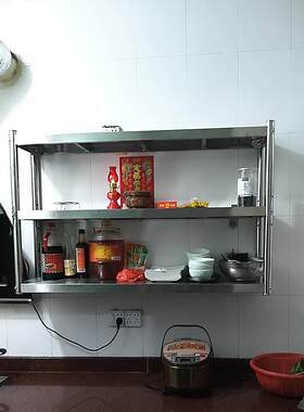 不锈钢挂架壁挂式微波炉架三层壁挂式烤箱储物架后厨锅碗架