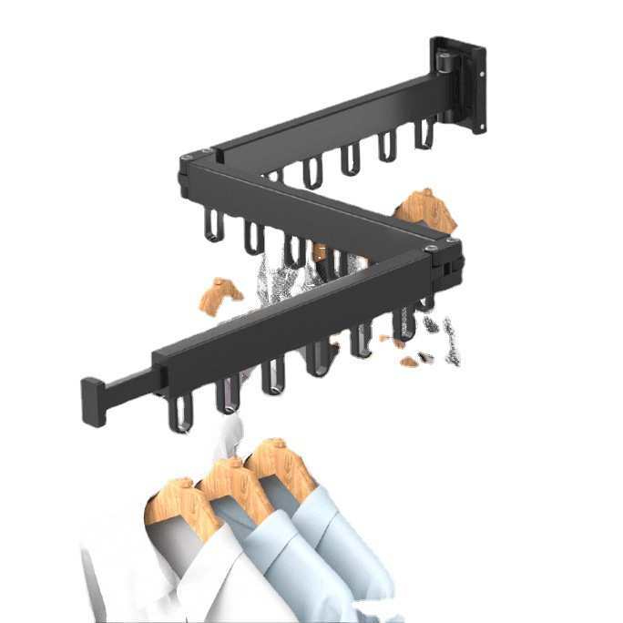 晾衣架壁挂阳台家用隐形伸缩晒衣架折叠晾衣杆室内凉衣晒工厂