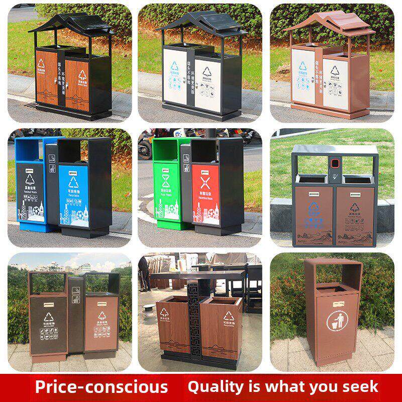 垃圾桶户外不锈钢市政环卫分类箱大号商用景区古典风两分类果皮箱