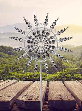 新款独立站金属风力旋转花园风车户外创意铁艺插件田园风工艺品