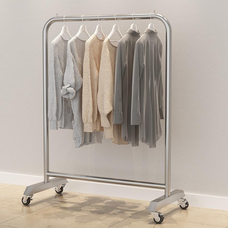 不锈钢落地挂服装店展示架专用层衣JGW杆陈列女童装店货架架带轮