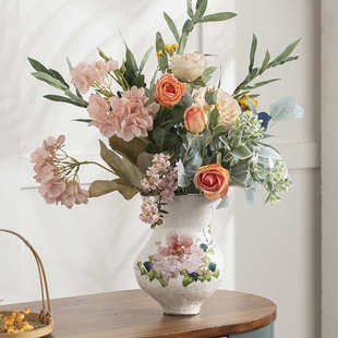 植家居陶瓷插花装饰插花瓶摆件外销客厅花瓶景德镇水培绿