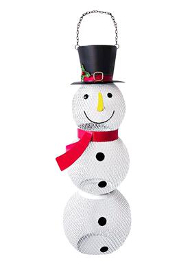 工厂直销新品户外金属人物雪人喂鸟器挂件铁艺装饰欧式工艺品