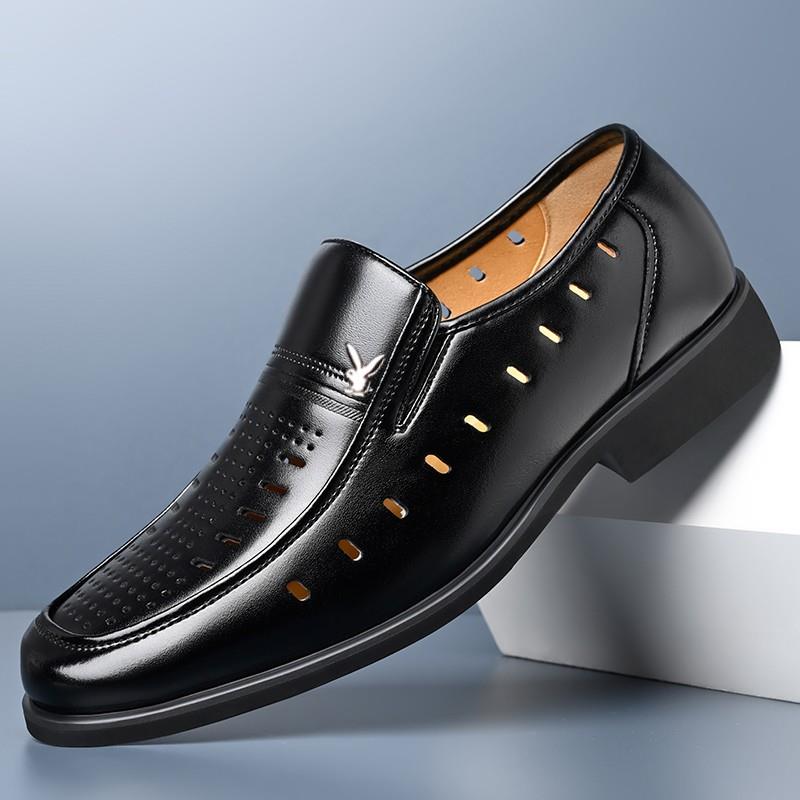 高档温州皮鞋正新款商务装男士软皮气老年休闲爸爸中鞋通勤牛皮男