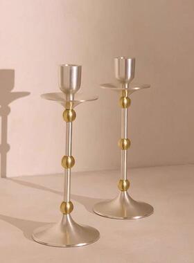北欧风格金属复古烛台摆件客厅酒店餐桌家用浪漫氛围感蜡烛台座