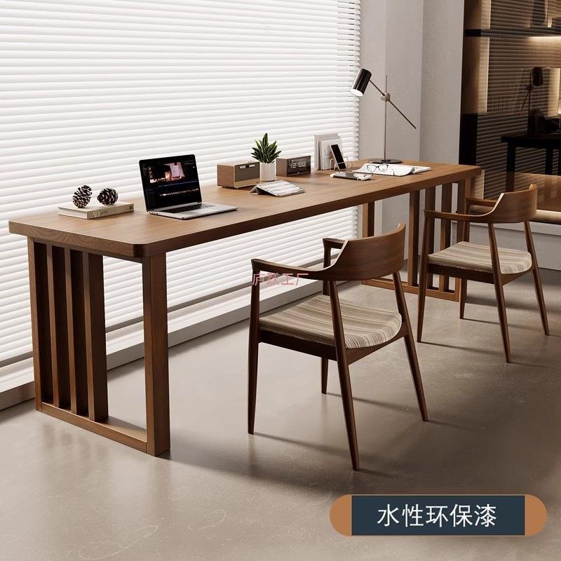 实木书桌双人长条桌家用美式复古转角学习桌简约台式办公电脑桌子