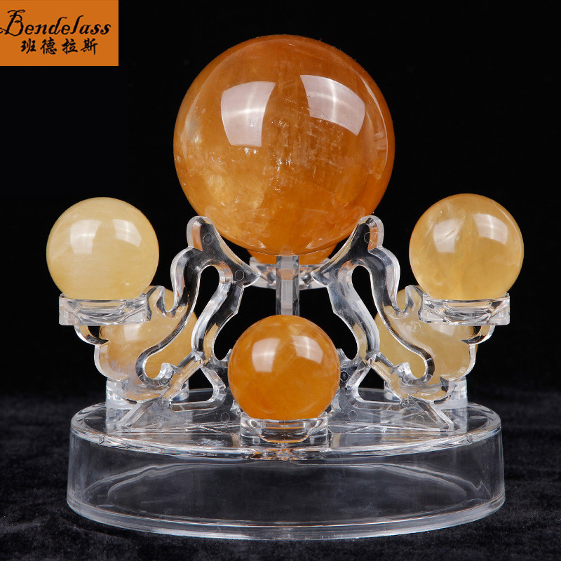 班德拉斯天然黄色水晶球摆件家居工艺品开业礼品商务送礼博古架