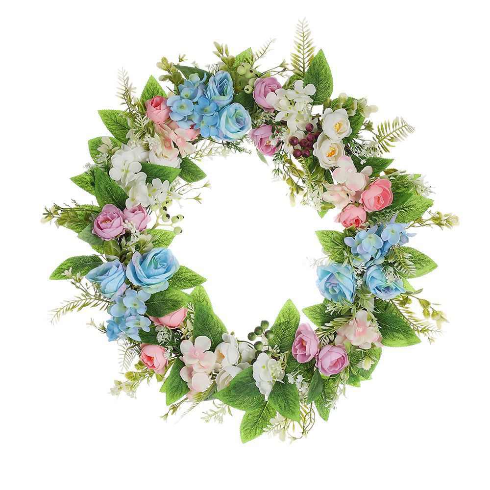 2025新品春夏季小玫瑰花环挂件情人节复活节装饰品门挂