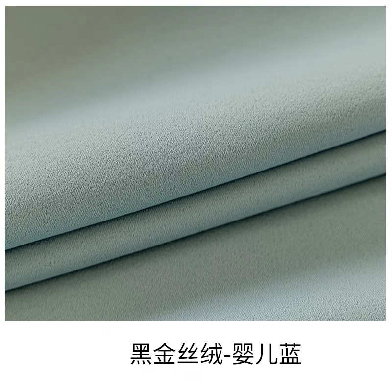 绍兴全卧室窗帘雪风丝绒加厚高精密客厅窗帘黑金柯桥尼尔奶油遮光