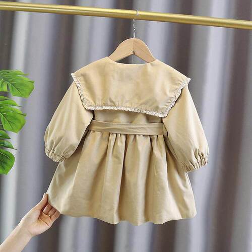 rench Coat For Girl Kids Fashion Jacket Children Turndown Co