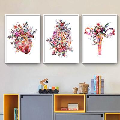 Modern Decoration Painting Anatomy Art Medical Floral Organ