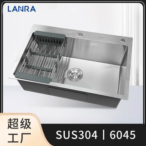 厂家SUS304不锈钢水槽大单槽厨房洗菜盆6045单槽3MM加厚洗碗池