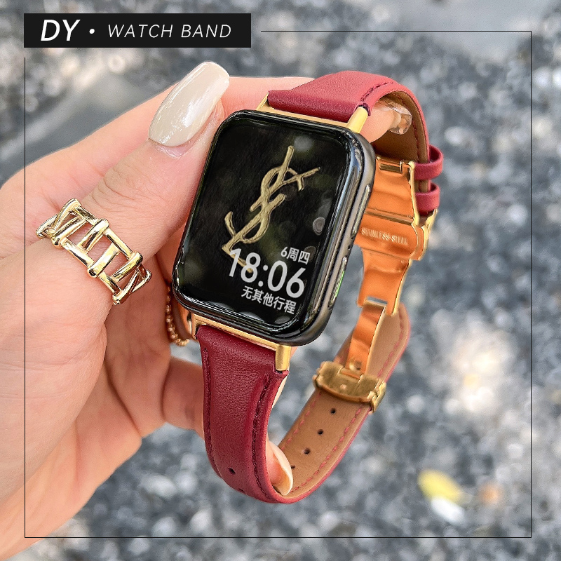 度渔适用oppowatch2表带小蛮腰金属蝴蝶扣真皮OPPO WATCH3智能手
