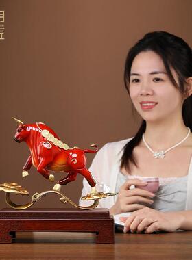 大明铜匠福运如意金钱铜牛摆件客厅办公室送领导装饰公司开业礼品