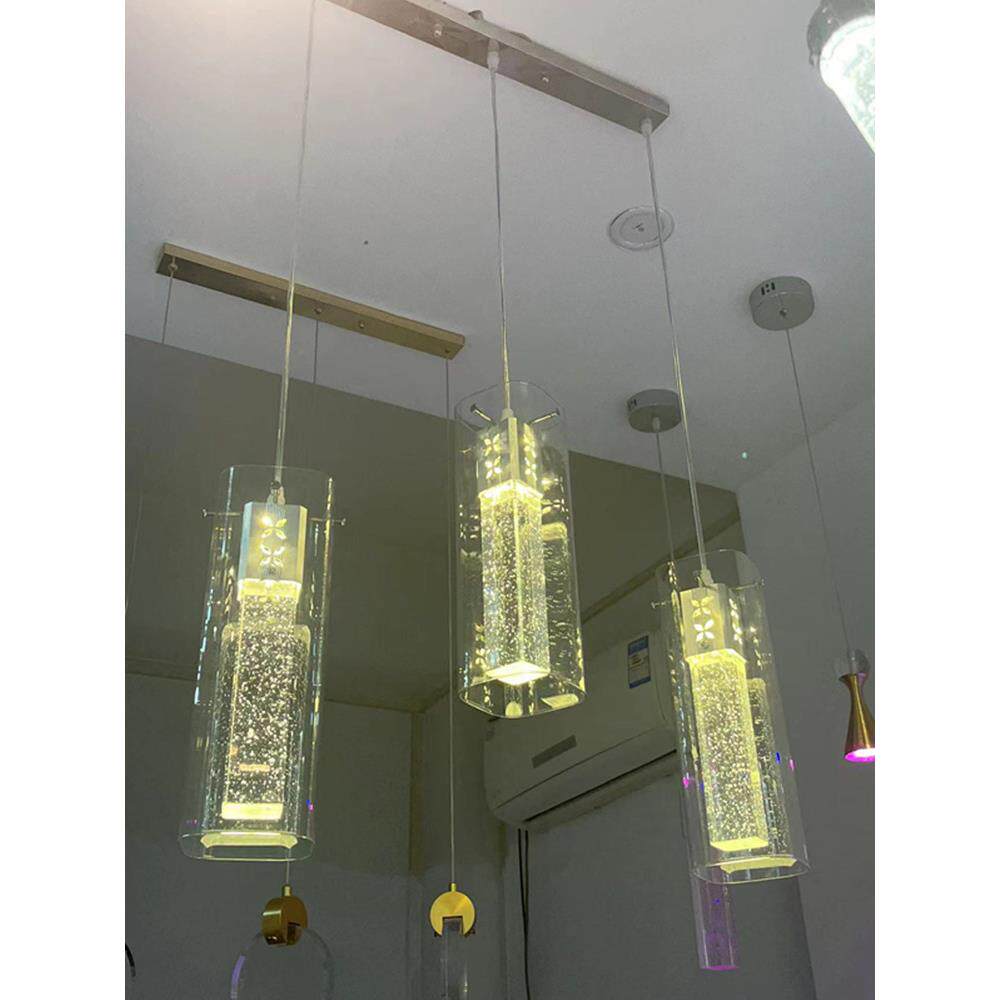 水晶柱餐厅吊灯创意个性吧台LED饭厅卧室床头气泡简约三头过道灯