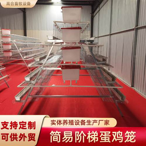 四层五门白槽阶梯式蛋鸡笼镀锌方管家用养殖场阶梯式鸡舍鸡笼现货