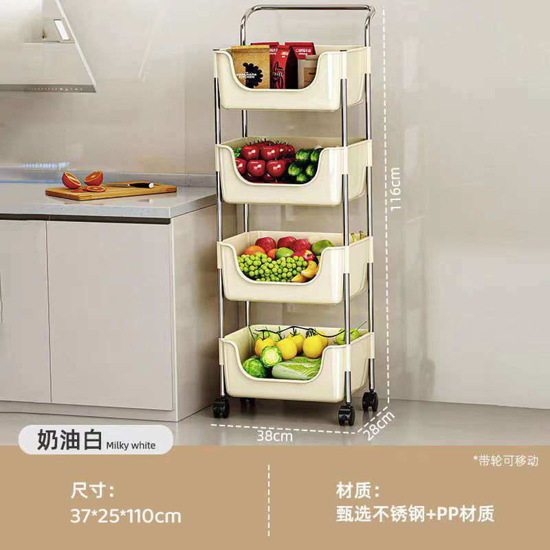厨房多功能置物架落地多层收纳架蔬菜零食小推车置物架子