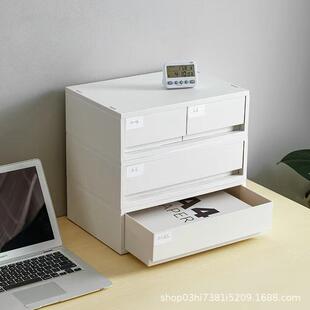 抽屉式桌面收纳盒小杂物a4文件吧唧整理盒可叠放床头书桌储物盒子