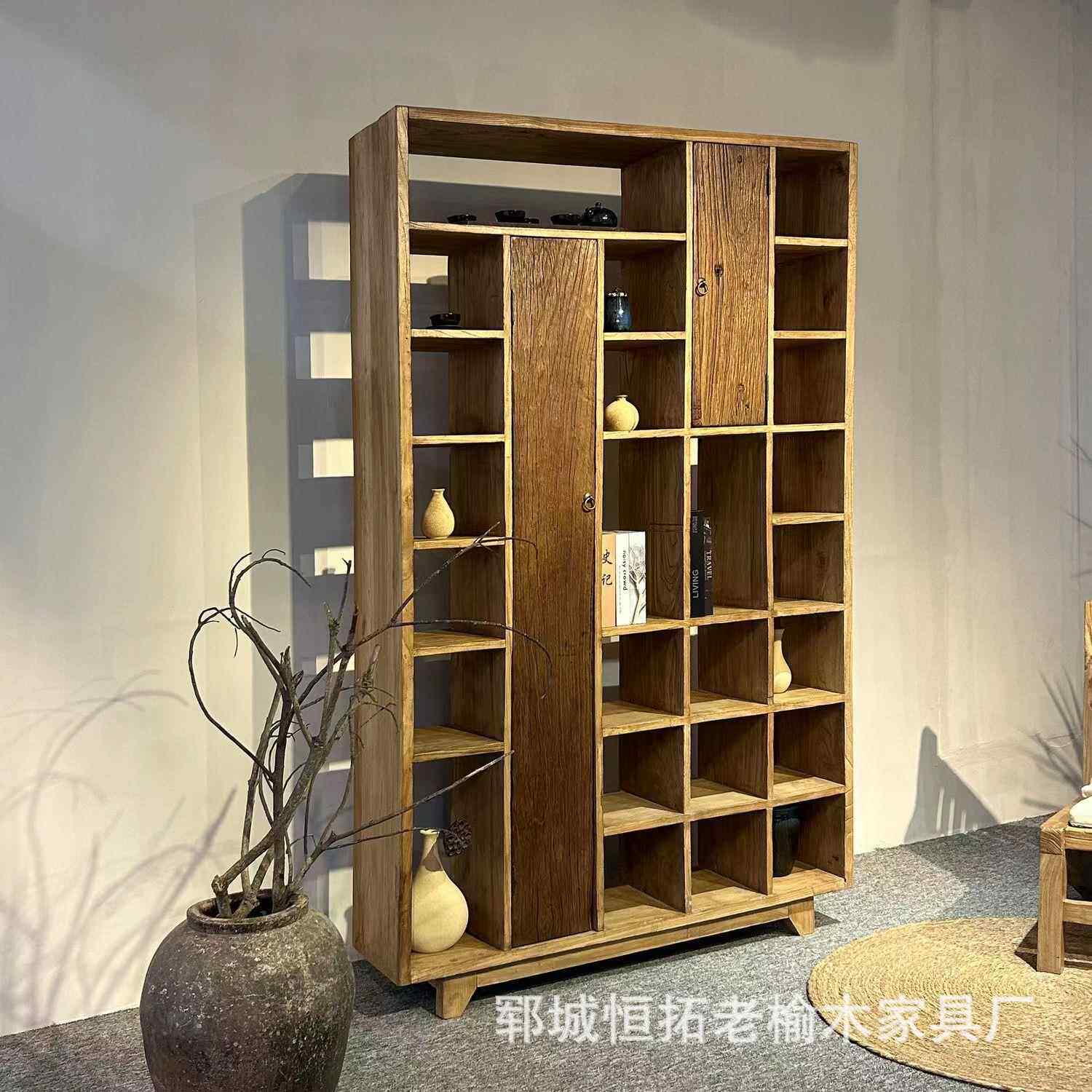 中式实木博古架老木展示柜中古茶室置物架家具茶杯多宝阁收纳柜