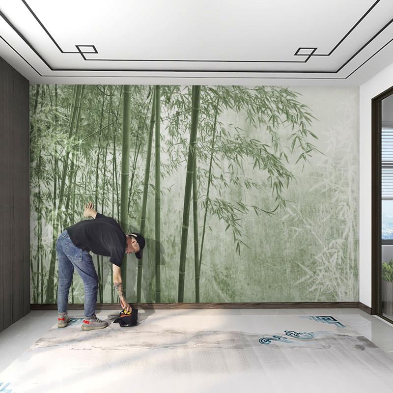竹林竹子自然田园风景3D立体背景墙纸酒楼饭店壁画茶室定制壁纸