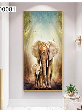 99吉象玄关画竖大版进门现代约大象过道廊装饰画简轻奢气楼走梯挂