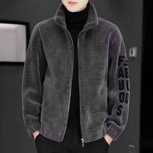 潮牌羊羔绒外套男2025新款秋冬季加绒加厚高端男士摇粒绒开衫夹克