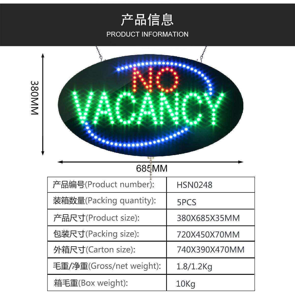 跨境出口澳洲No VACANCY sign有无空位标识牌LED发光字招牌
