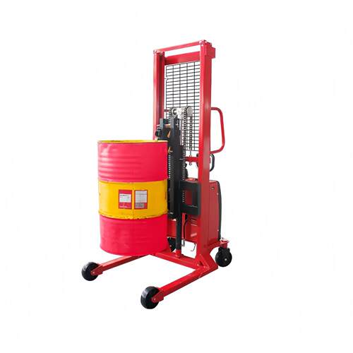 半电动油桶翻转倒料车油桶搬运车咬嘴油桶倾倒车鹰嘴油桶堆高叉车