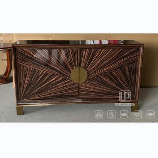 北欧现代实木拼接木皮五金底座门把手按压式 柜门餐边柜入户收纳柜