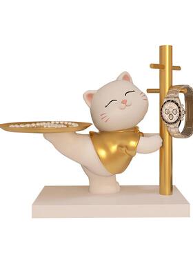 招财猫玄关钥匙收纳摆件家居客厅装饰品轻奢装饰乔迁新居礼品
