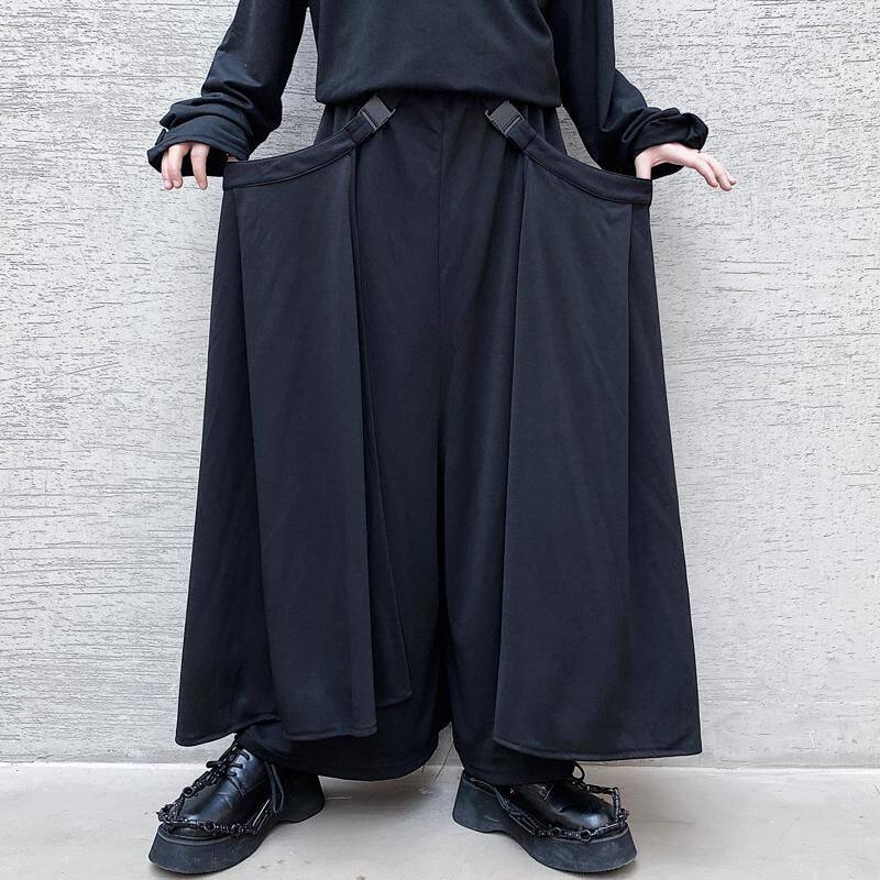 コーデュロイの潮牌暗黑日系阔腿裤男士发型师宽松直筒设计休闲裤