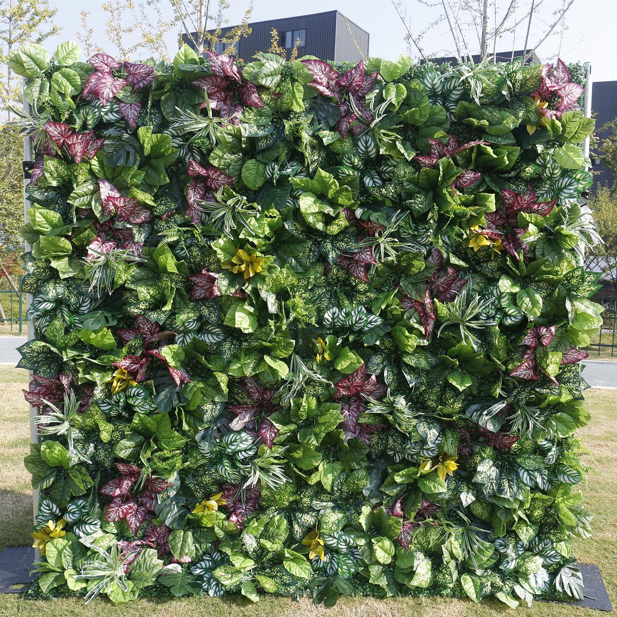 5D布底仿真绿植造景装饰背景墙 龟背叶水草组合米兰草仿真植物墙