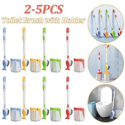 2-5PCS Toilet Cleaning Brush with Holder Animal Toilet
