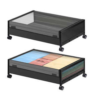 箱箱收纳缝隙整理移动带床下鞋子衣物可架铁床底轮艺防尘收纳