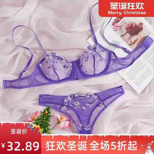 Sexy French lingerie embroidered lace bra set 法式内衣纯欲风