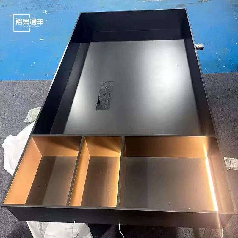 带灯背光不锈钢电视柜壁龛金属置物架黑钛金装饰展示柜背景墙壁柜