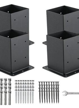 方形栅栏杆法兰底座凉亭底座支架重型黑色壁挂式柱锚底座支架花盆